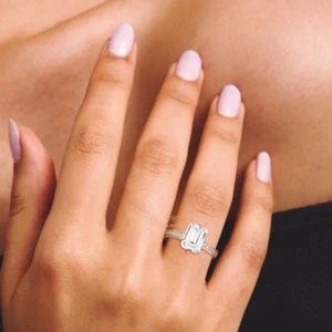 14K Yellow Gold Plated VVS Emerald Cut Moissanite Studded Engagement Women Gift - Imagen 1 de 4