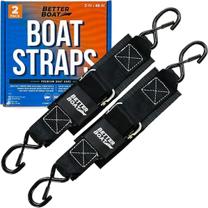 Boat Tie down Straps to Trailer, 2 Inch X 48 Inch Marine Grade Transom Straps, H - Picture 1 of 12