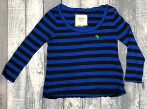 Abercrombie & Fitch Girl's Striped Blue & Black Long Sleeve Shirt Size Small - Picture 1 of 5