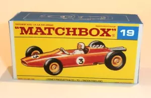 Matchbox Lesney No 19 Lotus Racing Car Empty Repro F Box! - Picture 1 of 1