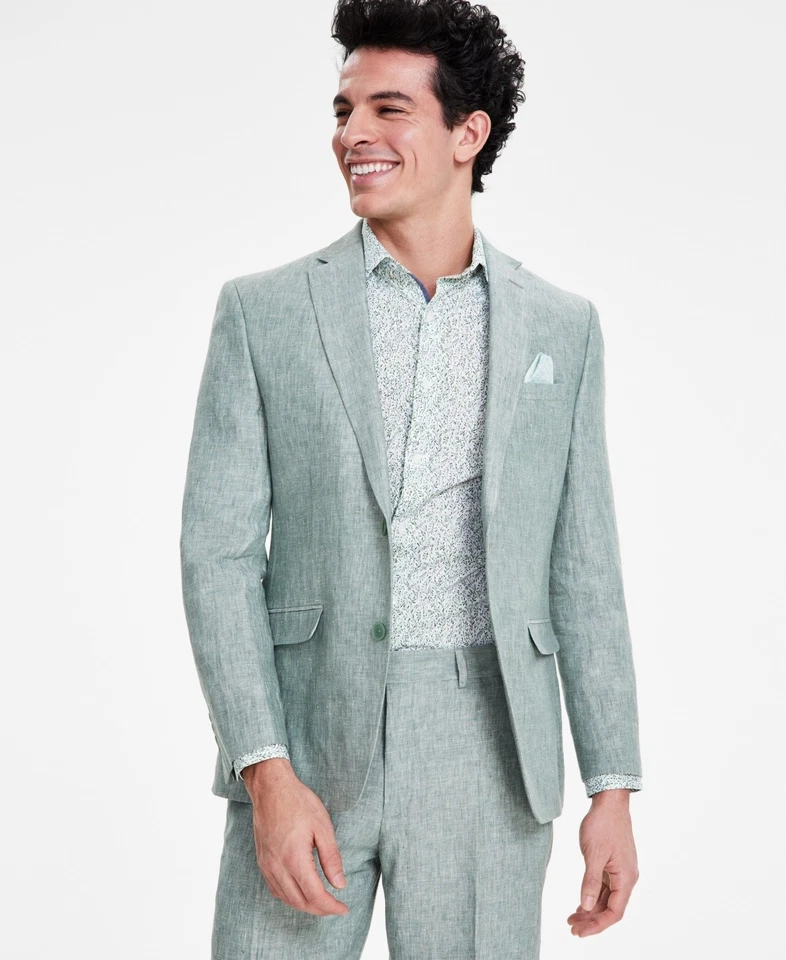 Traje Chaqueta Blazer Bar Iii Para Hombres Calce Ajustado 38 S Verde Lino Sólido Foto 1 de 1
