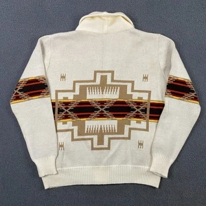 VTG Cardigan Sweater Mens L Aztec Navajo Southwest Style Native Knit Western - Picture 1 of 10