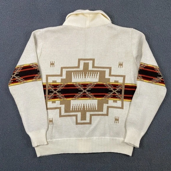 VTG Cardigan Sweater Mens L Aztec Navajo Southwest Style Native Knit Western - Image 1 of 4