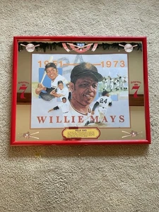 "Espejo de barra enmarcado de colección Seagrams 7 coronas leyenda del béisbol Willie Mays 17X21""" - Imagen 1 de 8