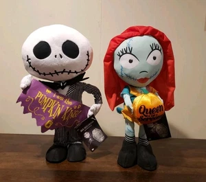Disney Nightmare Before Christmas Jack and Sally Halloween Greeter 16” Plush Set - Picture 1 of 11