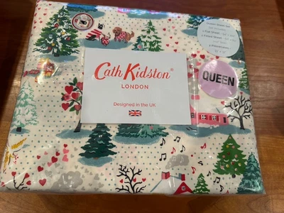 Juego de sábanas Cath Kidston London 4 piezas Queen Shine Brite Cream 100 % algodón NUEVO Foto 1 de 4