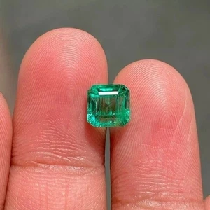 Natural Green Colombian Emerald Certified Asscher Cut 9x9 MM Loose Gemstone - Foto 1 di 7