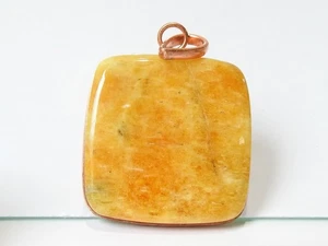 Heliodor Smooth Rectangle Shape Polished Cabochon Copper Pendant 31X31X5MM - Picture 1 of 8