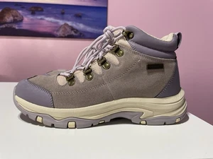 Skechers Boots 9 Purple Leather Relaxed Fit Trego El Captian Hiking Trail Camp - Picture 1 of 10