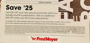 Fred Meyer FredMeyer Coupon $ Off Grocery Groceries - Picture 1 of 1
