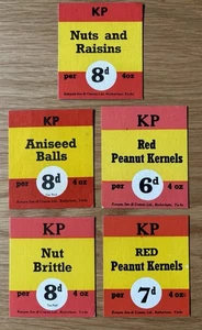 5 KENYONS KP NÜSSE Aniskugeln Erdnusskerne NUSSKROKANT Laden Display Karten - Bild 1 von 2