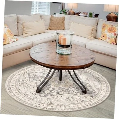 Round 6ft Washable Area Rug, Multi Circle 6x6 Chenille Accent Rug, Kitchen  - Image 1 of 4