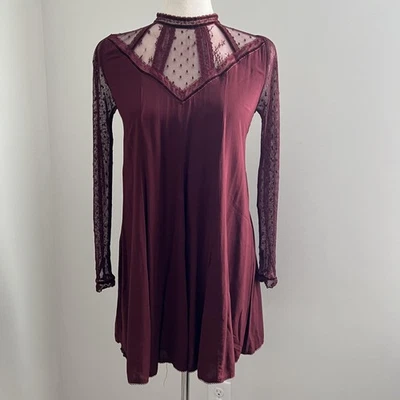 Кимчи синий платье XS бордовый кружева сетки Whimsigoth Fairycore богемное вамп гранж - Изображение 1 из 4