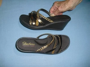 Skechers Cali Rumblers Sandals Women's Size 8 Bronze Metallic Wedge Slip On - Picture 1 of 5