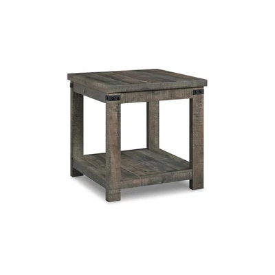 Hollum Rustic End Table with Shelf, Dark Brown - Image 1 of 4