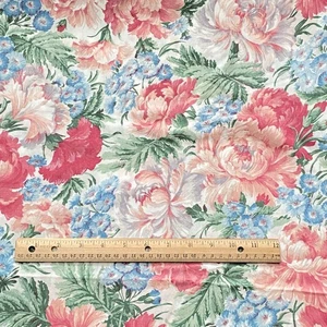 BTY Vintage Cottage Floral Fabric Pastel Cotton Print Joan Kessler - Picture 1 of 6