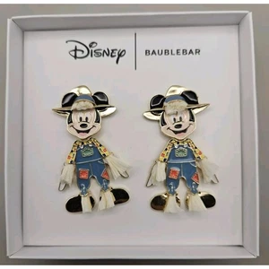 Disney x Baublebar Mickey Mouse Scarecrow Halloween Dangle Earrings Fall - Picture 1 of 6