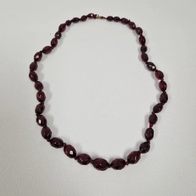 Bakelite Cherry Amber Necklace Vintage 46cm Art Deco Faceted 16.2g - Image 1 of 4