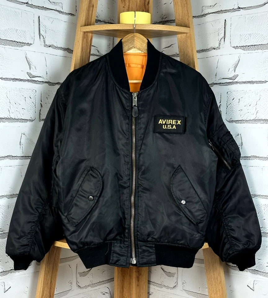 Avirex Bomber Reversible Jacket Vintage 90's Black Size XL - Image 1 of 4