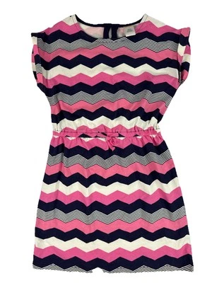 Vestido Camisa Algodón Manga Gymboree Niñas, Rosa, Azul Marino y Blanco Chevron, Talla 10 Foto 1 de 4