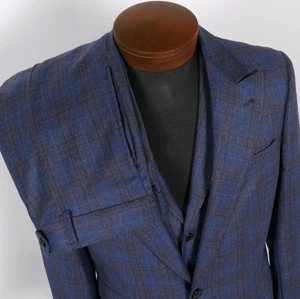 Jos A. Bank x Reda Super 130's Custom Blue Check Peak 3tlg Anzug Herren 39R 32 x29 - Bild 1 von 24