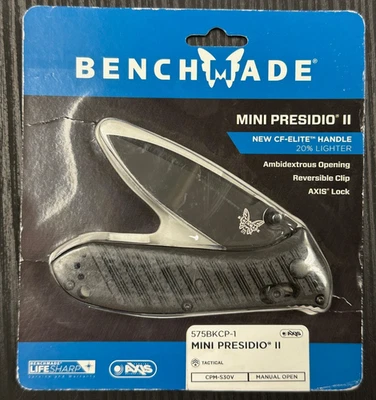 Benchmade MINI-PRESIDIO II 575BK-1, abertura manual, cabo CF-Elite *DESCONTINUADO* - Imagem 1 de 4