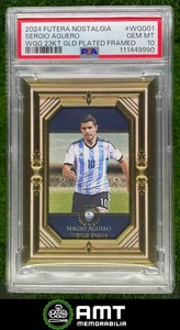 2024 Futera Unique Nostalgia Sergio Aguero World Greats Gold Frame 11/11 PSA 10 - Picture 1 of 2