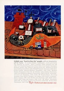 1961 Taylor Instruments DRUCKANZEIGE Kompass Wetterbarometer tolles Weihnachtsthema - Bild 1 von 1