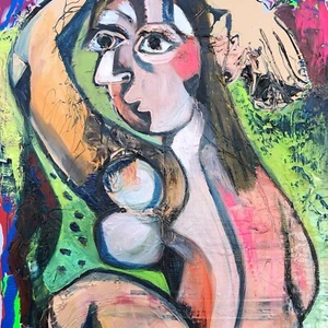 Pintura original cubista vertida medios mixtos por MBollen Cubidm moderna - Imagen 1 de 9