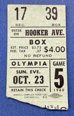 RARE 1960 Detroit Red Wings Ticket GORDIE HOWE Maple Leafs JOHNNY BOWER WIN AUC1 - Image 1 of 3