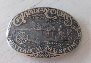Vtg 1982 Canadian County Historical Museum El Reno Oklahoma Brass Belt Buckle - Picture 1 of 4
