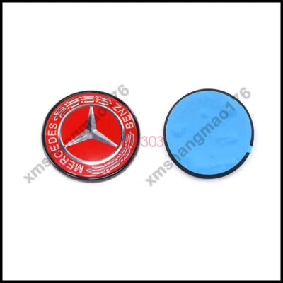 Insignia de corona de laurel roja emblema capó delantero pasta borde negro para Mercedes Benz Foto 1 de 4