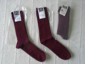 3 Pairs Vintage - Teens/Mens Sox - Wine - Asst. - Ribbed Stretch Nylon -  New