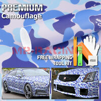 *Premium Blue Digital Camouflage Camo Car Vinyl Wrap Sticker Decal Air Release