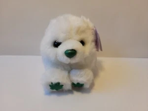 Swibco Puffkins Plush Patty Shamrock White Bear Clover Feet 4.5" Vintage 1994 - Picture 1 of 11