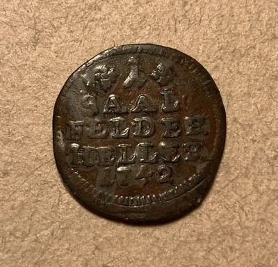 1742 Germany states 1 Heller - Saxe - Christian Ernst and Franz Josias - V.Rare - Image 1 of 2