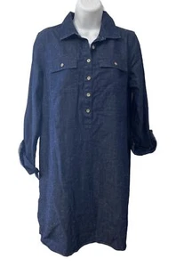 Tommy Hilfiger Women’s Size M Denim Shirt Dress Roll-tab Sleeves Pocket Front - Picture 1 of 6