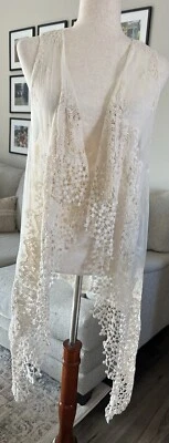 XCVI Anelle Chaleco de Encaje Sin Mangas Mujer Talla 2 Mediano Boho Festival Plumero Foto 1 de 4