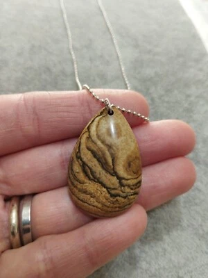 Collana argento 925 con Pietra Cristalloterapia  PAESINA diaspro paesaggio - Immagine 1 di 4