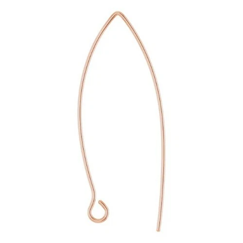 14 KT Rose Gold Threader Ear Wires w Loop Earrings NEW Light Thin  - Image 1 of 1