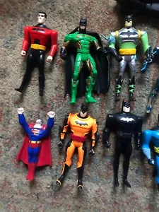 Batman Action Figure Lot 1996 DC Robin Superman Wolverine CatWoman Batmobile - Picture 1 of 5