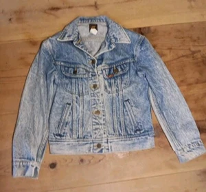 Vintage Lee Girls 12 Riders Stone Washed Denim Trucker Jean Jacket Button Front  - Picture 1 of 9