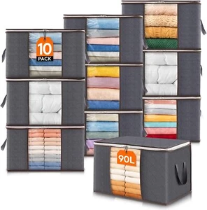 Large Storage Bags 10 Pack Closet Organizers and Storage, Clothes Storage Bins - Picture 1 of 9