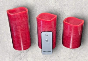 3 - Lights 4 Fun Flickering LED Pillar Candles Red Remote Controlled - Picture 1 of 5