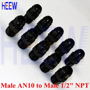 AN10 10-AN to NPT 1/2" Male Car Performance Adaptor Fuel Hose fitting 10PC Black - Picture 1 of 4