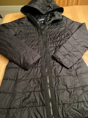 ABRIGO ACOLCHADO CON CAPUCHA NEGRO LANDS END NIÑAS TALLA M 10 12 Foto 1 de 4