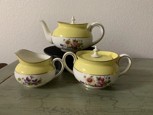 Antique CAULDON LTD Teapot, Creamer and Sugar Bowl made for Burley & Co, Chicago - Picture 1 of 22