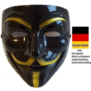 C24 - Maske V for Vendetta Anonymus Demo Halloween Karneval Fasching Schwarz - Bild 1 von 1