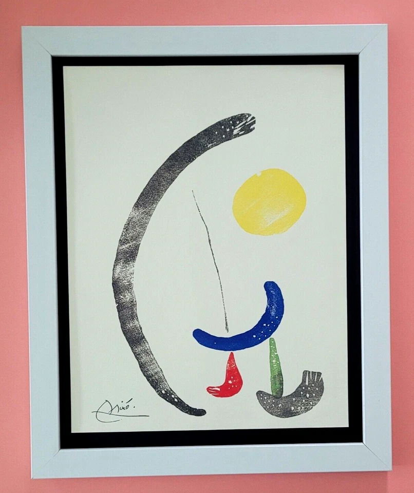 JOAN MIRO + 1971 BEAUTIFUL SIGNED PRINT MOUNTED AND FRAMED 11x14in + BUY NOW!! - image 1 of 4