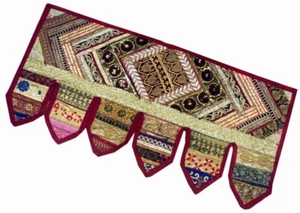 40" Cotton Handmade Door Hanging Toran Living Room Embroidered Patchwork Topper - Picture 1 of 7
